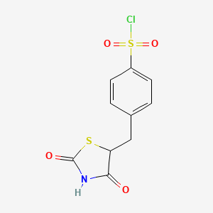 molecular formula C10H8ClNO4S2 B8671311 4-[(2,4-Dioxo-1,3-thiazolidin-5-yl)methyl]benzene-1-sulfonyl chloride CAS No. 125758-75-0