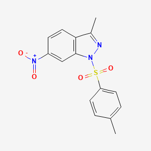 molecular formula C15H13N3O4S B8671561 3-Methyl-1-(4-methylbenzene-1-sulfonyl)-6-nitro-1H-indazole CAS No. 62271-21-0