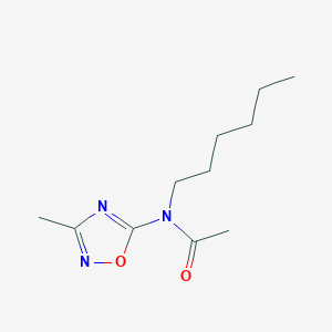 molecular formula C11H19N3O2 B8671587 N-Hexyl-N-(3-methyl-1,2,4-oxadiazol-5-YL)acetamide CAS No. 62347-44-8