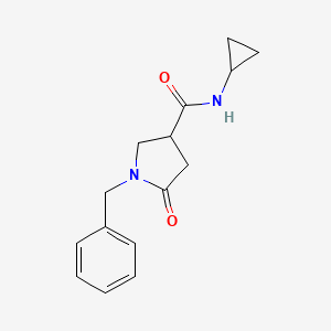 molecular formula C15H18N2O2 B8672114 1-Benzyl-N-cyclopropyl-5-oxopyrrolidine-3-carboxamide 