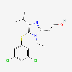 molecular formula C16H20Cl2N2OS B8672226 1H-Imidazole-2-ethanol, 5-((3,5-dichlorophenyl)thio)-1-ethyl-4-(1-methylethyl)- CAS No. 178980-77-3