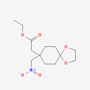 molecular formula C13H21NO6 B8672371 Ethyl 2-(8-(nitromethyl)-1,4-dioxaspiro[4.5]decan-8-yl)acetate 