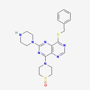 molecular formula C21H25N7OS2 B8672438 8-Benzylthio-4-(1-oxidothiomorpholino)-2-piperazino-pyrimido(5,4-d)pyrimidine CAS No. 77749-76-9