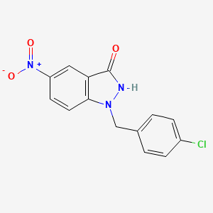 molecular formula C14H10ClN3O3 B8672636 1-(4-Chloro-benzyl)-5-nitro-1,2-dihydro-indazol-3-one 