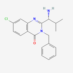 molecular formula C19H20ClN3O B8672723 (R)-2-(1-amino-2-methylpropyl)-3-benzyl-7-chloroquinazolin-4(3H)-one 