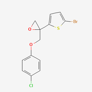 molecular formula C13H10BrClO2S B8672753 2-(5-Bromothiophen-2-yl)-2-[(4-chlorophenoxy)methyl]oxirane CAS No. 95238-94-1