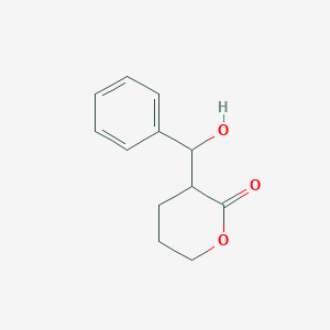molecular formula C12H14O3 B8672765 3-[Hydroxy(phenyl)methyl]oxan-2-one CAS No. 113426-29-2