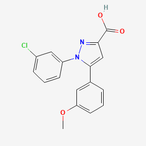 molecular formula C17H13ClN2O3 B8672999 1-(3-chlorophenyl)-5-(3-methoxyphenyl)-1H-pyrazole-3-carboxylic acid 
