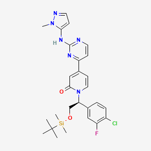 molecular formula C27H32ClFN6O2Si B8673298 (S)-1-(2-((tert-butyldimethylsilyl)oxy)-1-(4-chloro-3-fluorophenyl)ethyl)-4-(2-((1-methyl-1H-pyrazol-5-yl)amino)pyrimidin-4-yl)pyridin-2(1H)-one 