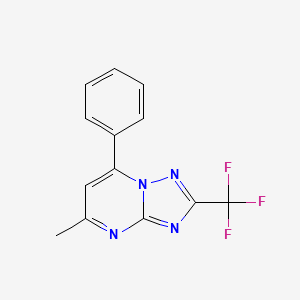 molecular formula C13H9F3N4 B8673775 5-Methyl-7-phenyl-2-(trifluoromethyl)-1,2,4-triazolo[1,5-a]pyrimidine 
