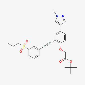 molecular formula C27H30N2O5S B8674163 tert-butyl(4-(1-methyl-1H-pyrazol-4-yl)-2-{[3-(propylsulfonyl)phenyl]ethynyl}phenoxy)acetate 