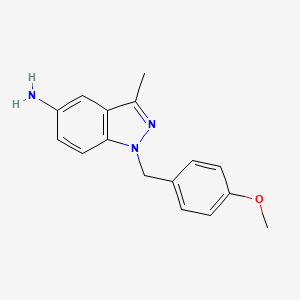 molecular formula C16H17N3O B8674304 1-(4-methoxybenzyl)-3-methyl-1H-indazol-5-amine 