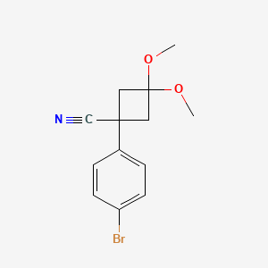 molecular formula C13H14BrNO2 B8674317 1-(4-Bromophenyl)-3,3-dimethoxycyclobutanecarbonitrile 