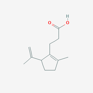 molecular formula C12H18O2 B8674368 2-(2-Carboxyethyl)-3-isopropenyl-1-methyl-cyclopent-1-ene CAS No. 49748-18-7