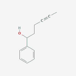 molecular formula C12H14O B8674744 1-Phenyl-4-hexyne-1-ol 
