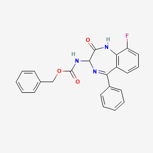 Carbamic acid, N-(9-fluoro-2,3-dihydro-2-oxo-5-phenyl-1H-1,4-benzodiazepin-3-yl)-, phenylmethyl ester