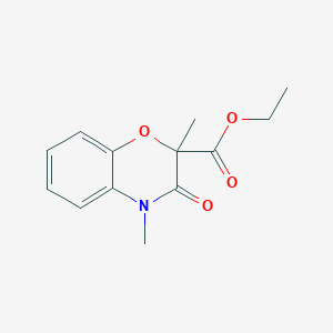 molecular formula C13H15NO4 B8674896 2,4-Dimethyl-2-ethoxycarbonyl-3,4-dihydro-2H-1,4-benzoxazin-3-one CAS No. 154365-39-6