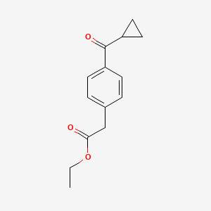 molecular formula C14H16O3 B8674906 Ethyl 2-(4-(cyclopropanecarbonyl)phenyl)acetate 