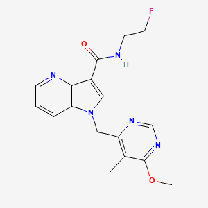 molecular formula C17H18FN5O2 B8674960 1H-Pyrrolo[3,2-b]pyridine-3-carboxamide, N-(2-fluoroethyl)-1-[(6-methoxy-5-methyl-4-pyrimidinyl)methyl]- 