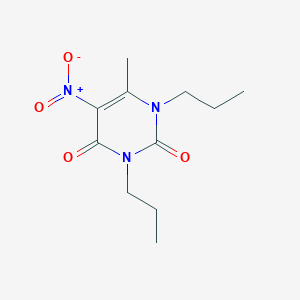 molecular formula C11H17N3O4 B8675208 6-methyl-5-nitro-1,3-dipropyl-1H-pyrimidine-2,4-dione CAS No. 157119-79-4