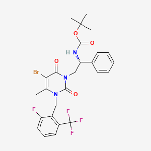 molecular formula C26H26BrF4N3O4 B8675257 (R)-tert-Butyl (2-(5-bromo-3-(2-fluoro-6-(trifluoromethyl)benzyl)-4-methyl-2,6-dioxo-2,3-dihydropyrimidin-1(6H)-yl)-1-phenylethyl)carbamate 