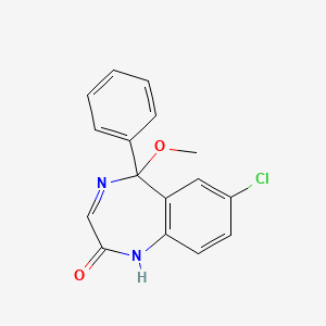 molecular formula C16H13ClN2O2 B8675277 1,5-Dihydro-7-chloro-5-methoxy-5-phenyl-2H-1,4-benzodiazepin-2-one CAS No. 61983-99-1