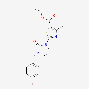 molecular formula C17H18FN3O3S B8675285 Ethyl 2-(3-(4-fluorobenzyl)-2-oxoimidazolidin-1-yl)-4-methylthiazole-5-carboxylate 