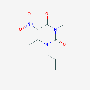 molecular formula C9H13N3O4 B8675307 3,6-dimethyl-5-nitro-1-propyl-1H-pyrimidine-2,4-dione CAS No. 378794-88-8
