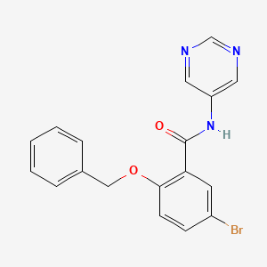 molecular formula C18H14BrN3O2 B8675311 5-Bromo-2-[(phenylmethyl)oxy]-N-5-pyrimidinylbenzamide 