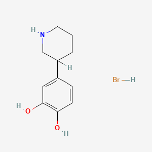molecular formula C11H16BrNO2 B8675803 4-(3-Piperidinyl)-1,2-benzenediol hydrobromide CAS No. 61832-52-8