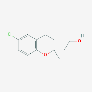 molecular formula C12H15ClO2 B8675929 2-(6-Chloro-2-methyl-3,4-dihydro-2H-1-benzopyran-2-yl)ethan-1-ol CAS No. 101529-24-2