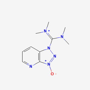 molecular formula C10H15N6O+ B8676862 N,N,N',N'-Tetramethyl-1-(3-oxidotriazolo[4,5-b]pyridine-1,3-diium-1-ylidene)methanediamine 