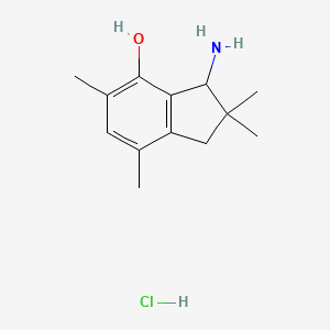 molecular formula C13H20ClNO B8676881 1-amino-2,3-dihydro-7-hydroxy-2,2,4,6-tetramethyl-1H-indene hydrochloride CAS No. 93747-38-7