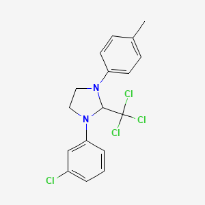 molecular formula C17H16Cl4N2 B8676898 1-(3-Chlorophenyl)-3-(4-methylphenyl)-2-(trichloromethyl)imidazolidine CAS No. 61545-11-7