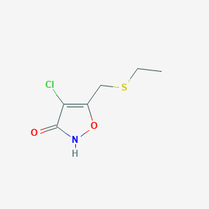 molecular formula C6H8ClNO2S B8676976 4-Chloro-5-[(ethylsulfanyl)methyl]-1,2-oxazol-3(2H)-one CAS No. 88918-28-9