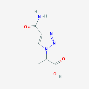 molecular formula C6H8N4O3 B8677093 2-[4-(Aminocarbonyl)-1H-1,2,3-triazol-1-yl]propanoic acid 
