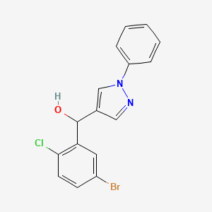 molecular formula C16H12BrClN2O B8677502 5-Bromo-2-chlorophenyl-1-phenyl-4-pyrazolylmethanol 