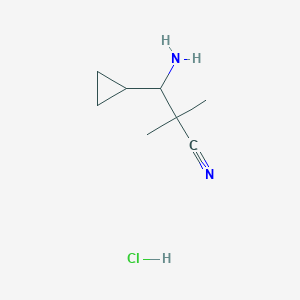 molecular formula C8H15ClN2 B8677679 3-Amino-3-cyclopropyl-2,2-dimethylpropanenitrile hydrochloride 