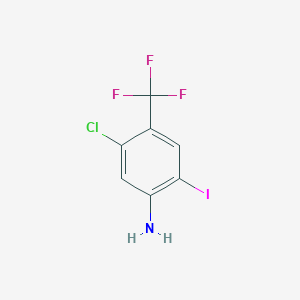molecular formula C7H4ClF3IN B8677738 5-Chloro-2-iodo-4-(trifluoromethyl)aniline 