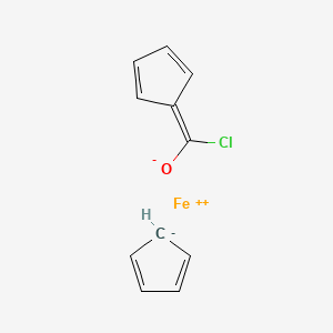 molecular formula C11H9ClFeO B8677860 Chloro(cyclopenta-2,4-dien-1-ylidene)methanolate;cyclopenta-1,3-diene;iron(2+) 