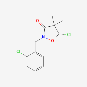 molecular formula C12H13Cl2NO2 B8677867 5-Chloro-2-[(2-chlorophenyl)methyl]-4,4-dimethyl-1,2-oxazolidin-3-one CAS No. 81777-96-0