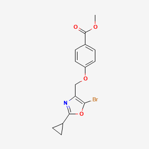 molecular formula C15H14BrNO4 B8678185 Methyl 4-[(5-bromo-2-cyclopropyl-1,3-oxazol-4-yl)methoxy]benzoate 