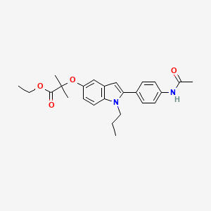 molecular formula C25H30N2O4 B8678500 Propanoic acid, 2-((2-(4-(acetylamino)phenyl)-1-propyl-1H-indol-5-yl)oxy)-2-methyl-, ethyl ester CAS No. 76460-54-3