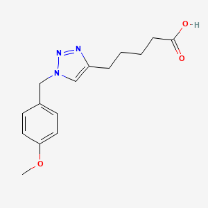 molecular formula C15H19N3O3 B8678531 5-(1-(4-Methoxybenzyl)-1H-1,2,3-triazol-4-yl)pentanoic acid 