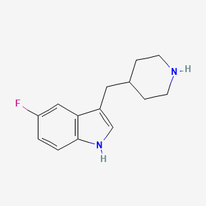 molecular formula C14H17FN2 B8678742 5-fluoro-3-[(4-piperidinyl)methyl]-1H-indole 