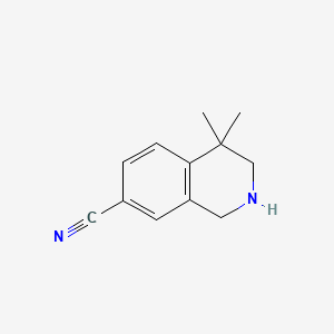 molecular formula C12H14N2 B8678829 7-Cyano-4,4-dimethyl-1,2,3,4-tetrahydroisoquinoline 