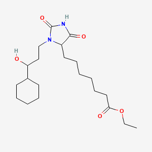 molecular formula C21H36N2O5 B8678913 Ethyl 3-(3-cyclohexyl-3-hydroxypropyl)-2,5-dioxoimidazolidine-4-heptanoate CAS No. 72814-29-0