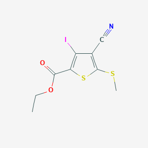 molecular formula C9H8INO2S2 B8679006 Ethyl 4-cyano-3-iodo-5-(methylthio)thiophene-2-carboxylate 