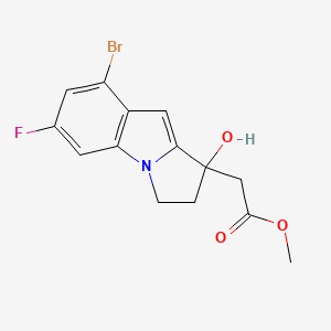 molecular formula C14H13BrFNO3 B8679008 Methyl 2-(8-bromo-6-fluoro-1-hydroxy-2,3-dihydro-1H-pyrrolo[1,2-a]indol-1-yl)acetate 