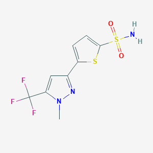 molecular formula C9H8F3N3O2S2 B8679014 5-[1-methyl-5-(trifluoromethyl)-1H-pyrazol-3-yl]thiophene-2-sulfonamide 